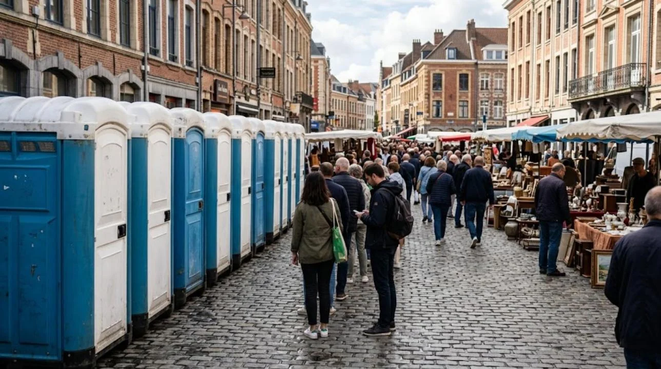 Toilettes publiques temporaires installées en bordure de la Braderie de Lille